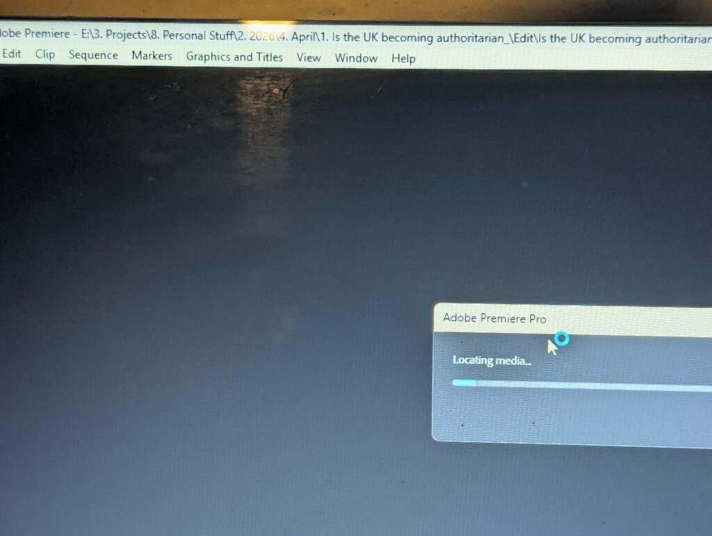 Premiere Pro locating media message