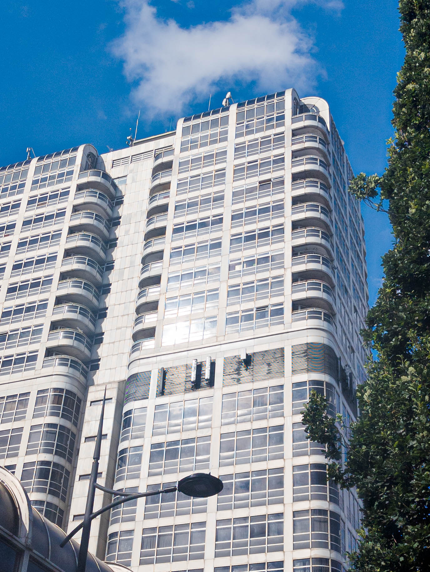 A slightly overexposed image of a tower