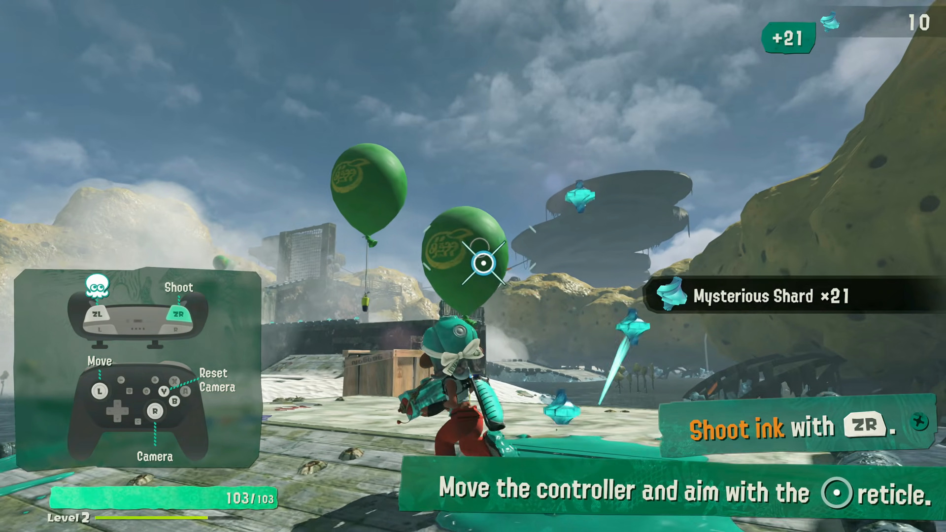 Tutorial screen in Splatoon Raiders